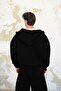 Black Cozy Basic Full Zipper Oversize Sweatshirt - 5
