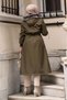 Women's Waterproof Coat with Ribbed Sleeves and Fur Inside and Removable Hood - 6