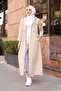 Hooded Full-Length Long Trench Coat with Ankle and Inner Stripes - 3