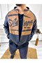 Leather Jacket Bomber Jacket Leather Coat Oversize College Jacket with Zipper Pockets - 5