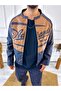 Leather Jacket Bomber Jacket Leather Coat Oversize College Jacket with Zipper Pockets - 6
