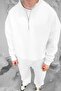 White Cozy Basic Half Zipper Oversize Sweatshirt