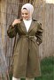 Waist Tied Balloon Sleeve Women's Trench - 5