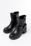 5109-3028 Black Zippered Heeled Daily Women's Boots with Buckle Accessories - 4