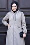Long Top Coat - Trench Jacket with Front Pocket and Zipper Detail - 4