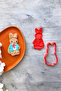 Set of 2 Red Rabbit Dough Shapers, Ceramic, Play Dough Mold, 6X11 Cm, Cookie Mold