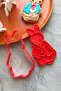 Set of 2 Red Rabbit Dough Shapers, Ceramic, Play Dough Mold, 6X11 Cm, Cookie Mold - 4