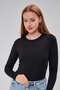 Black Lined Long Sleeve Snap Body - 6