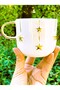 24 Carat Gold Embroidered, Star Embossed, Handmade Mug 300 ml, Star Mug, Star Cup