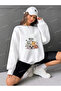 White Printed Sweatshirt, Large Size - 4
