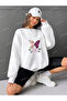 White Printed Sweatshirt, Large Size - 4