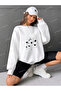 White Printed Sweatshirt, Large Size - 2