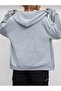 2-Piece Unprinted Zippered Cardigan Sweatshirt - Black Gray Oversize Winter Thick Hood - 3