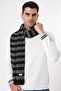 Men's Striped and Soft Textured Knitwear Scarf Black-Anthracite 25W4002 - 2