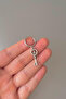 Unisex Silver Peace Key Figured Steel Hoop Earrings