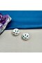 Women's Gold Green Blue Stone Floral Earrings - 4