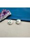 Women's Gold Green Blue Stone Floral Earrings - 3