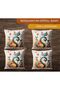 4-Piece Digital Printed Gift Sofa - Cat Patterned Pillow with Orange, White and Blue Drawings