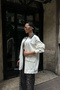 Ecru Jacket with Leather Collar and Zipper - 2