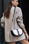 Black-Cream Women's Contrast Design Crossbody Bag - 3