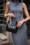 Black Women's Double Zipper Baguette Hand and Shoulder Bag - 3