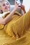 Rebecca Knitwear Knitted Soft Sofa Shawl, Children's Blanket Rebecca Mustard - 130x150 - 6