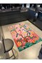 Paris Collection Pink Themed Modern Decorative Carpet with Floral Tree and Bird Pattern 114