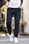 Navy Blue Men's Basic Pocket Elastic Leg Sweatpants 6547 - 3
