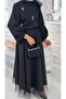 Black Evening Dress Top and Bottom Hijab Set - 4