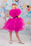 Buckle Pompom Sleeves Sequin Tulle Party and Birthday Dress - 6