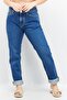 Kadın Slim Fit Yıkanmış Kot Pantolon, Mavi
