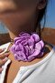 Purple Color Rose Detailed String Choker Necklace - 2