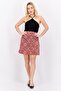Women Floral Print Mini Skirt, Dark Brown - 3