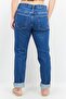 Kadın Slim Fit Yıkanmış Kot Pantolon, Mavi - 4