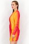 Women Pleated Hole Detail Mini Dress, Orange - 2