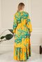 Women's High Collar Large Size Dress with Hijab Viscose Fabric Pleated and Pleated Dress - 6