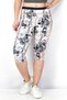 Women Sportswear Fit 3 and 4 Cropped Floral Tights, Pink and Black