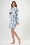 Women's Welsoft Shawl Collar Short Blue Dressing Gown C3T8N0O202