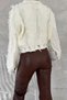 Women's White Standard Size Ripped Detailed Tasseled Knitwear Sweater - 4