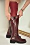 N 654226103   Claret Red Genuine Leather Daily Women's Boots - 2