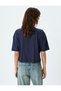 Printed Crop T-Shirt with Staple Detail, Short Sleeve, Crew Neck, Cotton - 4