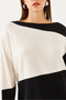 Women's Black Double Color Boat Neck Knitwear Sweater Tk231148 60251904 - 5