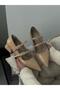 Beige Patent Leather (Viola) Buckle Detail Women's Ballerinas - 2