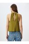Viscose Halter Neck Blouse Sleeveless Lacing Detail Loose Fit with Back Window Detail - 4