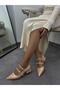 Beige Patent Leather (Viola) Buckle Detail Women's Ballerinas - 6