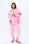 Colorful Embroidered-Detail Blazer Jacket Pink - 3