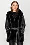 Modailgi Hooded Fur Detailed Leather Coat Black - 2