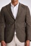 Brown Slim Fit Swallow Collar Striped Linen Cotton Seasonal Jacket - 3