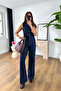 Lully Navy Blue Denim Vest Straight Trousers Set - 5