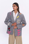 Colorful Embroidery Detailed Cashmere Blazer Jacket Gray - 3